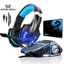 Load image into Gallery viewer, G9000 Computer Stereo Gaming Headphones Deep Bass Game Earphone Headset with Mic LED Light+Gaming Mouse+Gaming Mouse Pad
