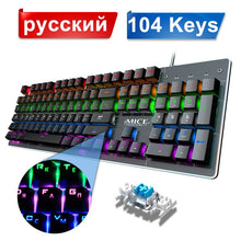 Load image into Gallery viewer, Gaming Keyboard Mechanical Keyboard Backlight RGB Backlit Game Keyboards Russian Keycaps for Gamer PC Computer Gaming Keyboard
