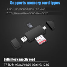 Load image into Gallery viewer, Type C &amp; micro USB &amp; USB 3 In 1 OTG Card Reader  High-speed USB2.0 Universal OTG TF/SD for Android Computer Extension Headers
