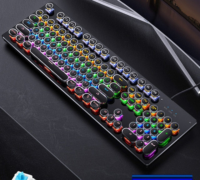 Newest Wired Mechanical Keyboard 104 Keys Auto Switch Shaft Punk Keyboard LED Backlight Professional Computer Gaming Keyboard