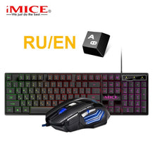 Load image into Gallery viewer, Gaming Keyboard RGB Backlit Keyboard With Silent Gaming Mouse Set Russian Keyboard Mouse Gamer Kit For Computer Game PC Laptop
